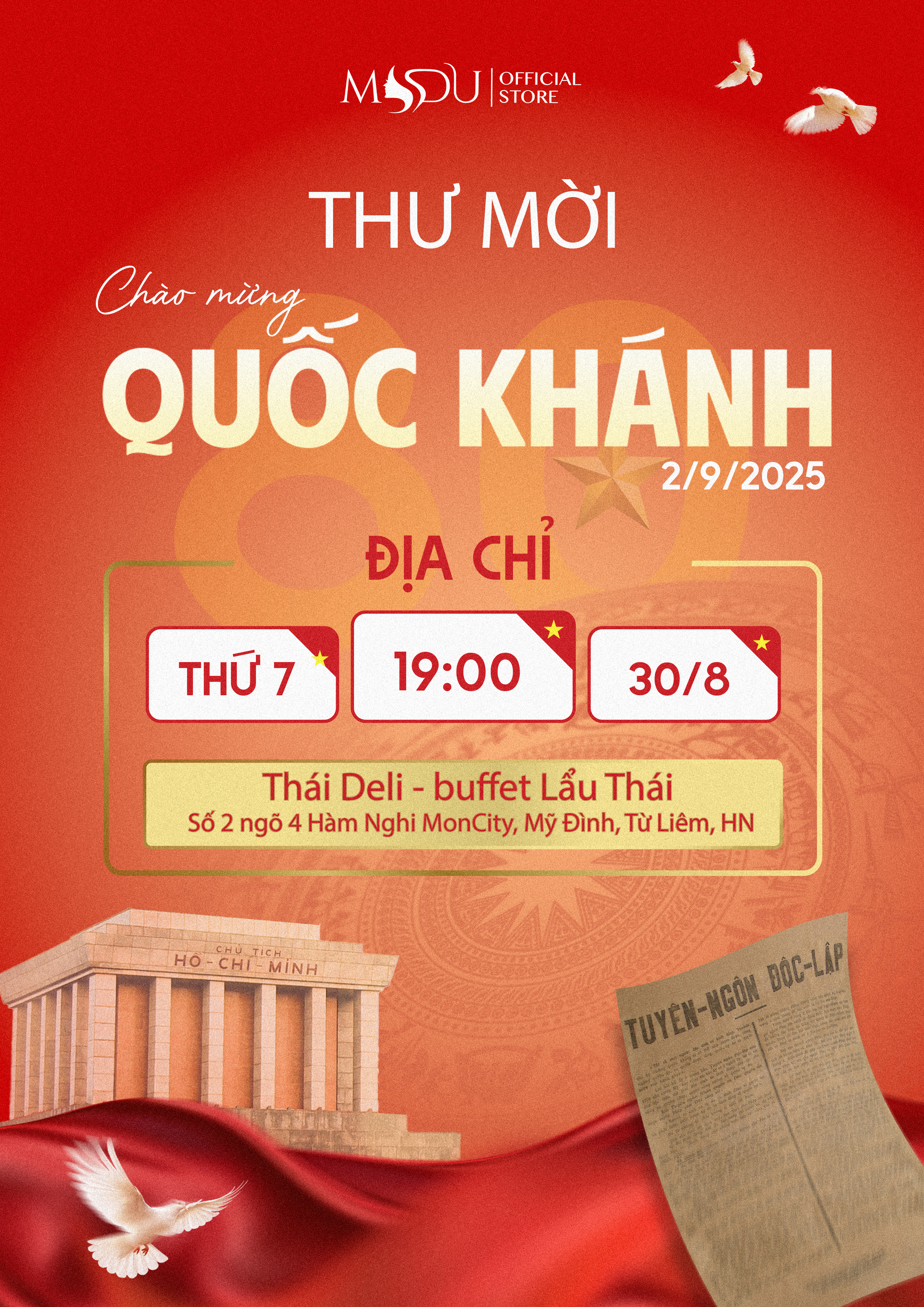 Thiệp mời chào mừng Quốc khánh Việt Nam 2/9 – MYDU 1
