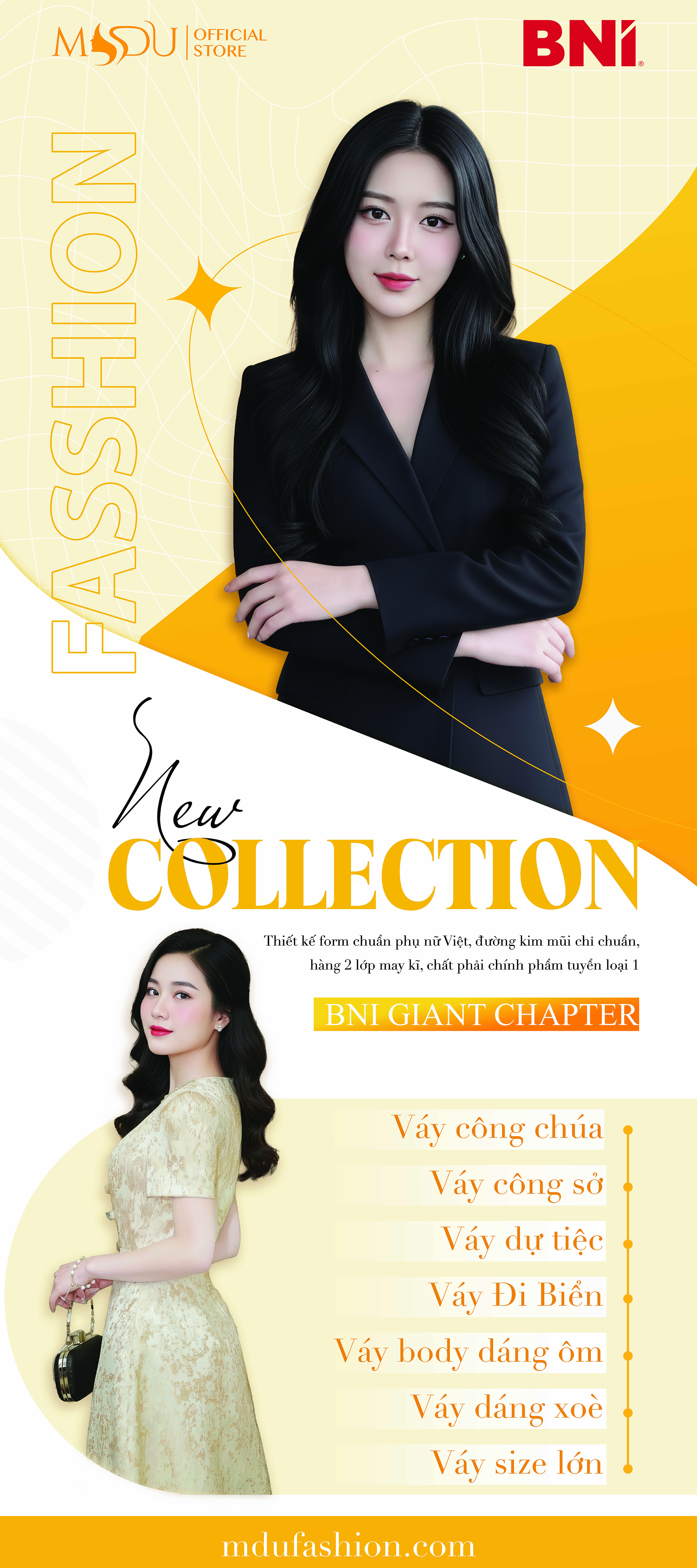 Standee giới thiệu bộ sưu tập thời trang nữ – BNI Giant Chapter 2