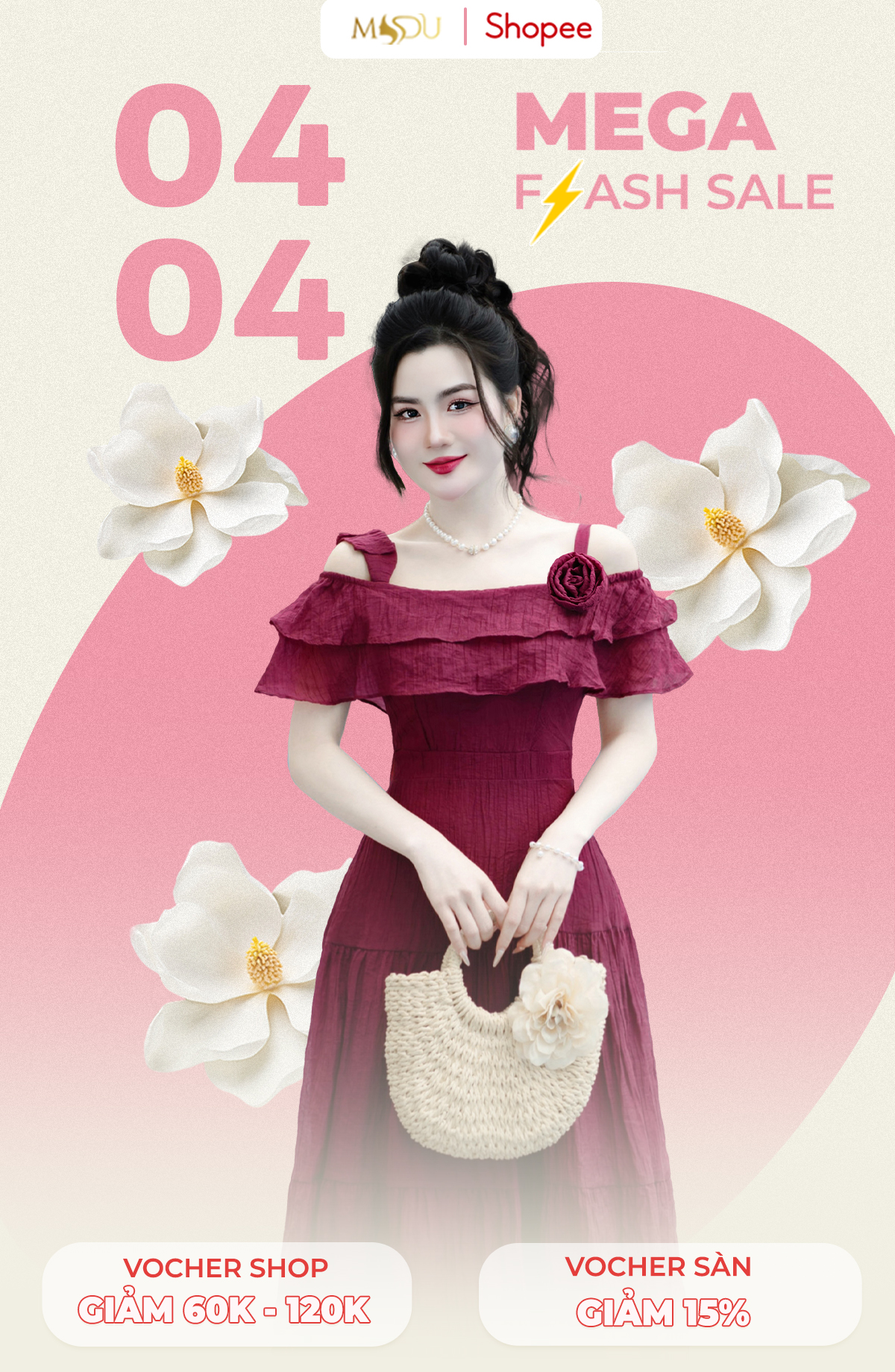 Poster quảng cáo Mega Flash Sale 4.4 – MYDU x Shopee 1