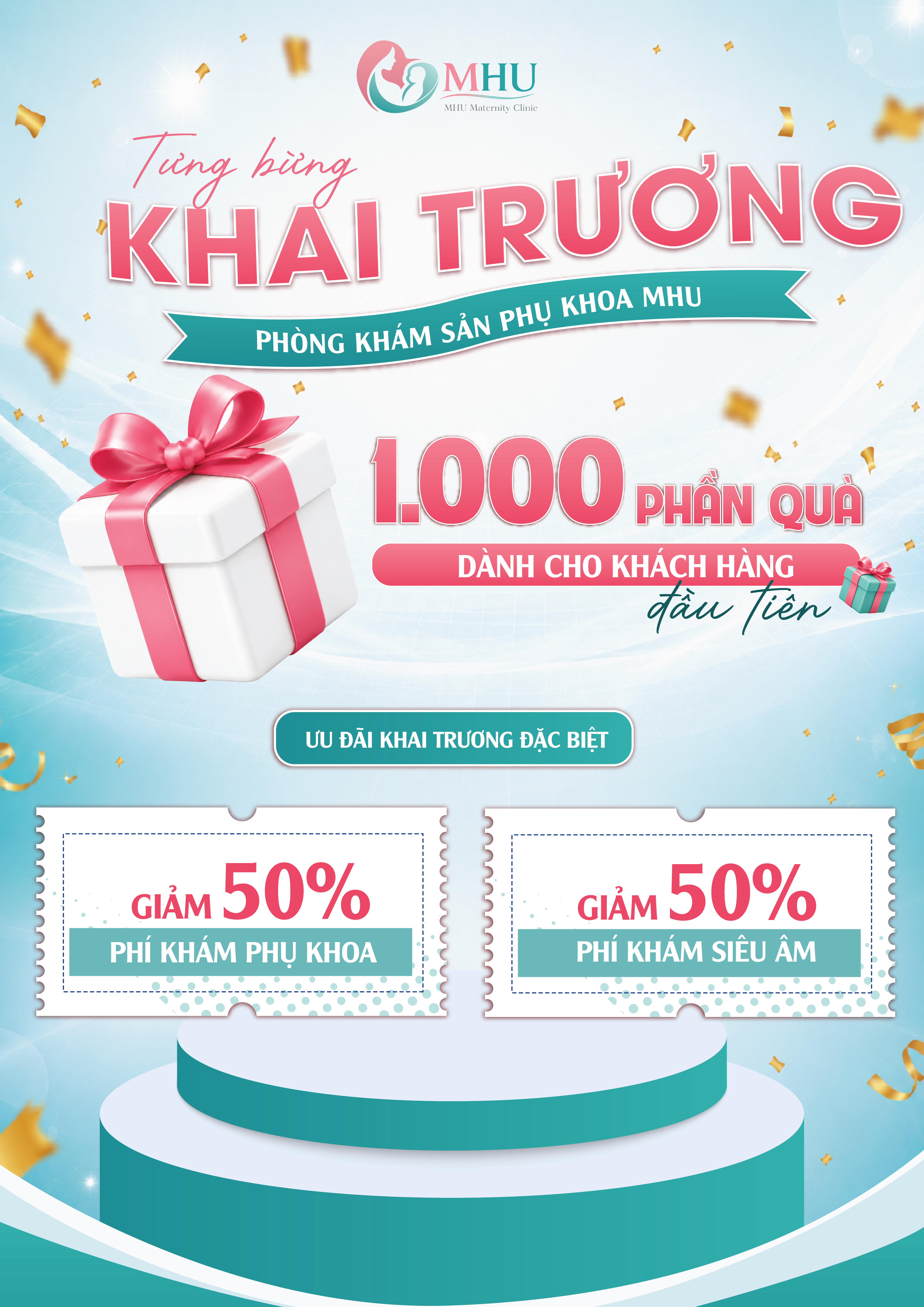 Poster khai trương Phòng khám Sản Phụ khoa MHU 1