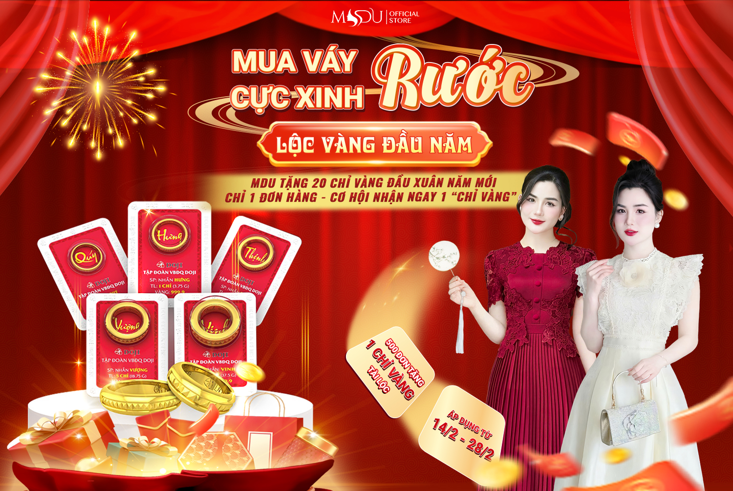 Banner Tết “Mua váy cực xinh – Rước lộc vàng đầu năm” | MYDU 1