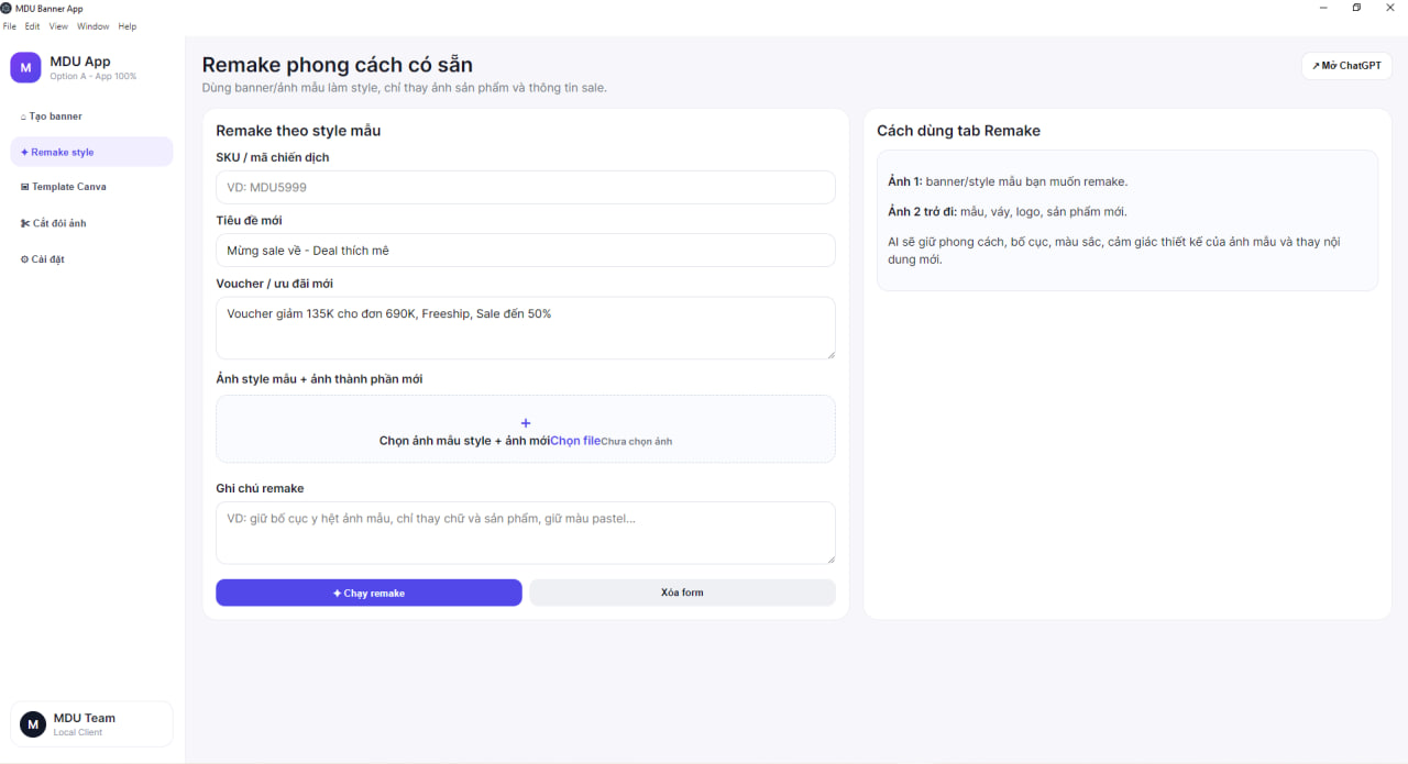 MDU Banner App – Phần mềm tự động hóa thiết kế banner bằng AI 3